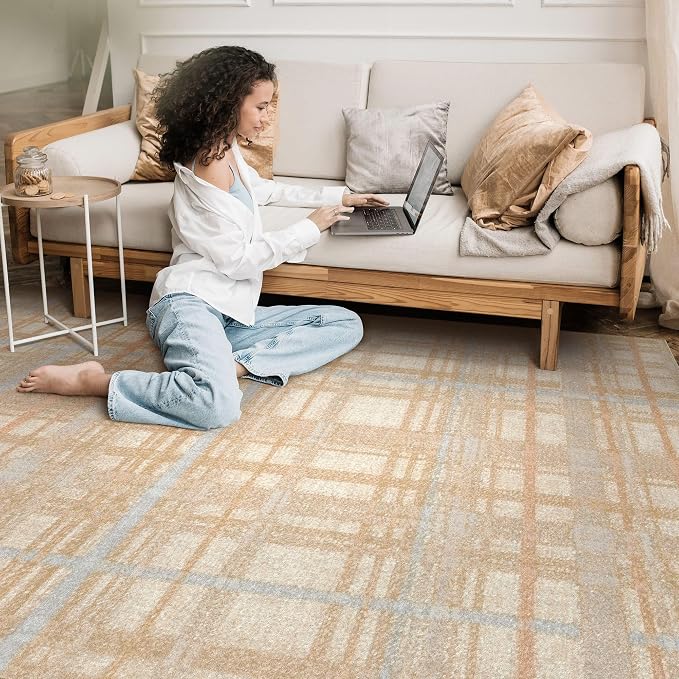 Tortania Area Rug Living Room Rugs - 8x10 Washable Large Soft Neutral Boho Moroccan Bohemian Farmhouse Rug Indoor Floor Carpet for Bedroom Under Dining Table Home Office Decor - NeutralBeige