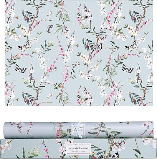 Scented Drawer Liners for Dresser Fragrant Paper Liner for Drawers Cabinet Shelf Linen Closet and Kitchen Scent Liners Non Adhesive (Gardenia Blossoms)