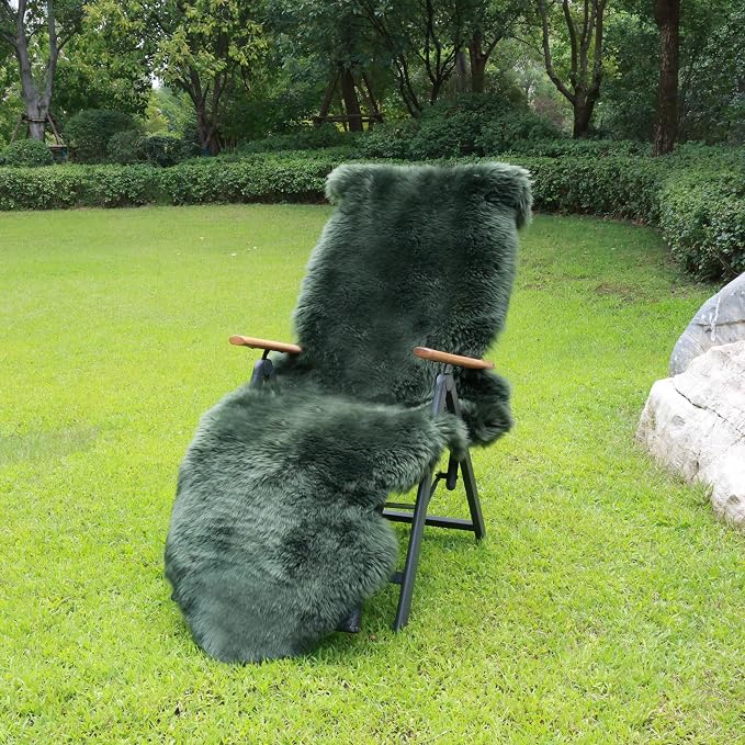 Sheepskin Rug, Fluffy Shaggy Area Rug, Super Soft 24‘’ x 72‘’ Sheepskin Hair Rug, Plush Rug, Decorative Rugs for Bedroom, Children's Room, Living Room (Forest Green, 24" x 72")