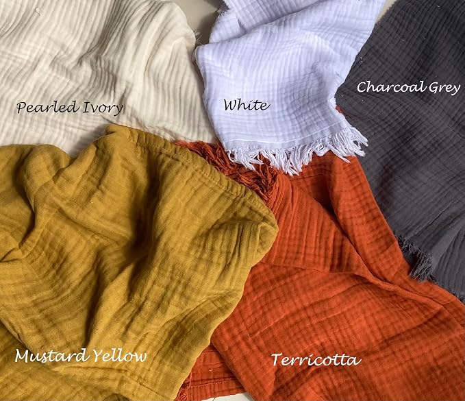 KyraHome 100% Organic Cotton Throw Blankets for Adults, Pre-Washed Plant Dyed, Women, Lightweight Breathable, Soft Gauze Blanket for Couch, Summer, All Season, Creamy