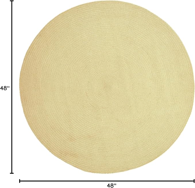 Superior Reversible Braided Indoor/Outdoor Area Rug, 4' Round, Cream