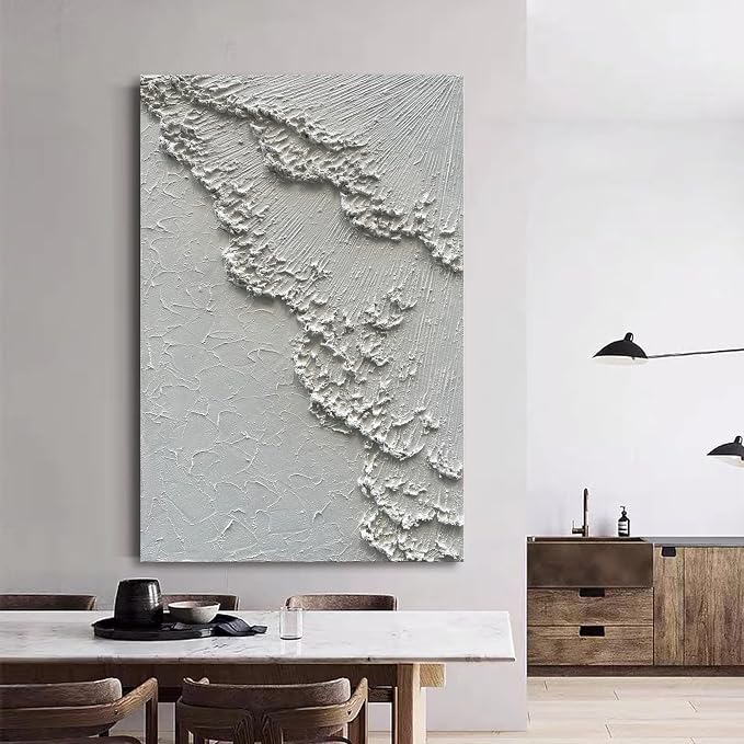 NANKAI Art 45x30 inches Large White Thick Texture Abstract Oil Painting Hand-Painted sea Landscape Oil Painting Home Wall Decoration Art