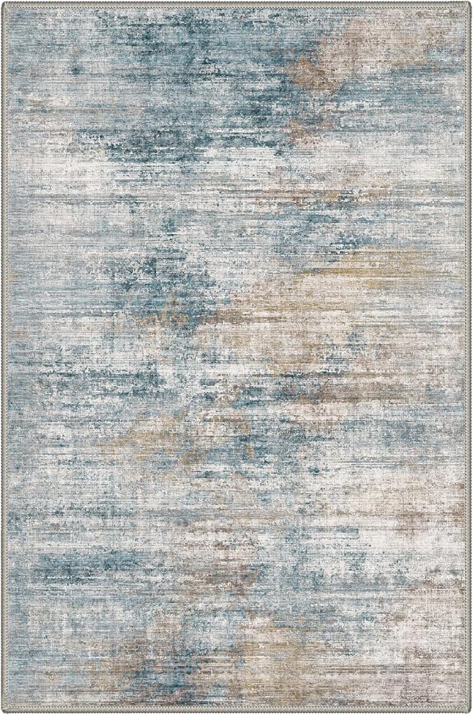 BEIMO 2x3 Rugs for Entryway Entrance Kitchen Bathroom, Machine Washable Rug Modern Abstract Soft Area Rug, Low Pile Indoor Floor Mat with Non Slip Backing, Teal