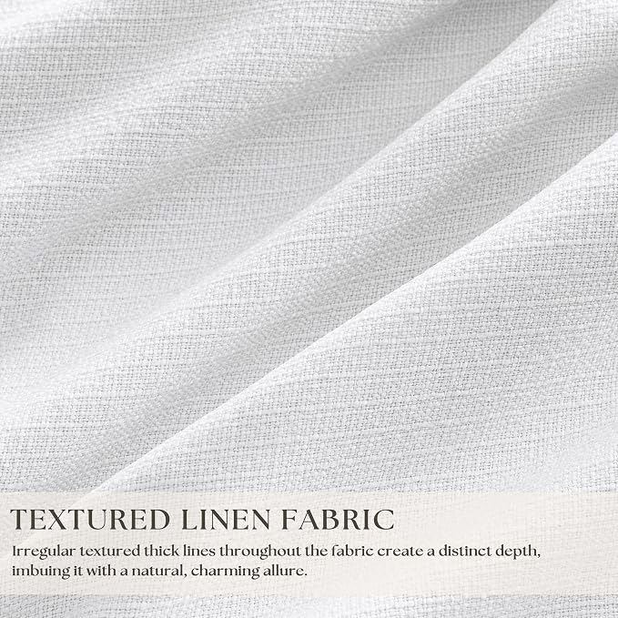 White 80 Inch Pinch Pleated Black Out Curtains 2 Panel Set for Living Room Pinch Pleat Linen Drapes with Liner 80 Inches Long 100% Blackout Light Blocking Energy Saving Curtain for Dining Bedroom