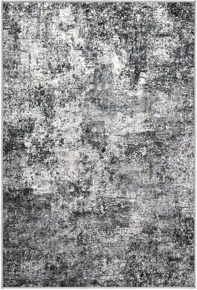 DMOYEST 2x3 Entryway Area Rug: Washable Neutral Modern Abstract Small Rug - Non-Slip Low Pile Throw Indoor Carpet for Entrance Kitchen Front Door Mat Bathroom Entry Kids Room - Grey