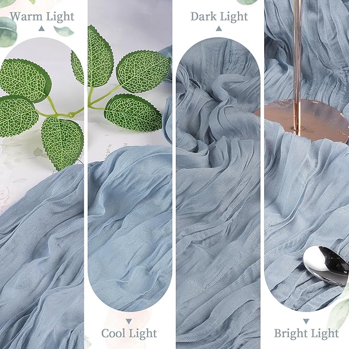 6 Pack Dusty Blue Cheesecloth Table Runner 10FT Long Easter Spring Boho Gauze Table Runner Rustic Sheer Runner for Spring Wedding Bridal Baby Shower Birthday Party Table Decor Home Easter Decorations