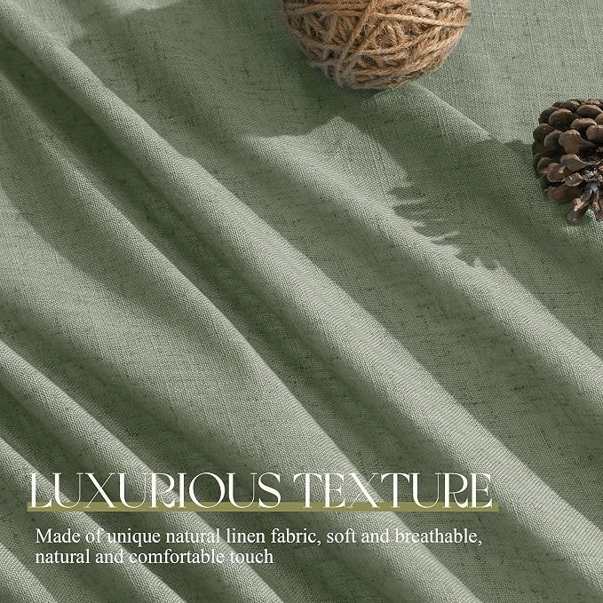 Jowels Desert Sage Linen Curtains 84 Inch Long 2 Panels for Living Room | Light Filtering Semi Sheer Curtain, Back Tab Pocket Pleated Look, Boho Farmhouse Textured Privacy Drapes for Bedroom Window