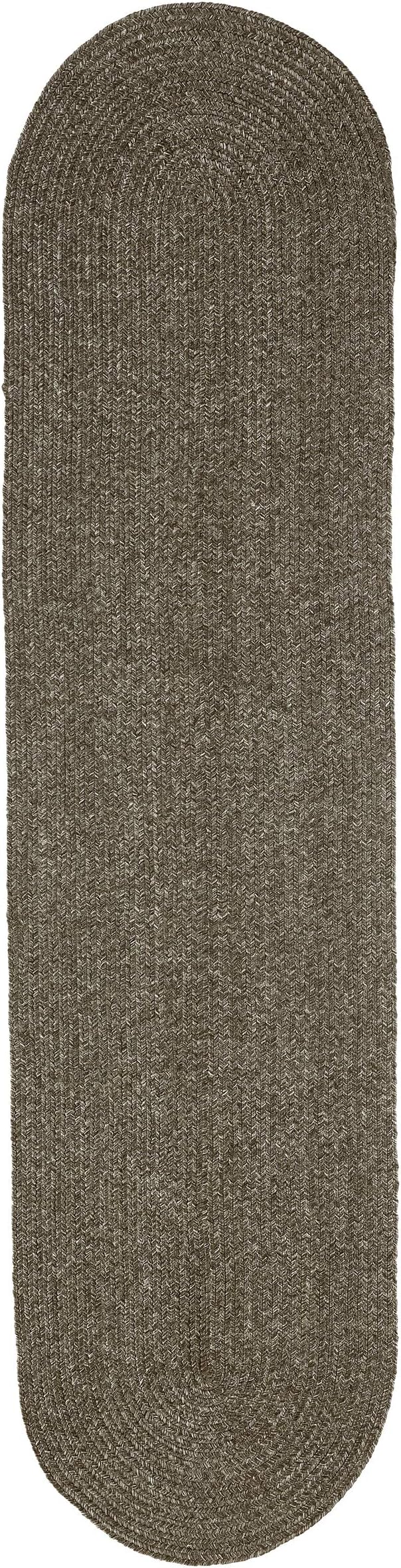 Superior Indoor/Outdoor Runner Rug, Reversible Braided Floor Decor for Living Room, Kitchen, Patio, Front Porch, Modern Boho Farmhouse Rugs, Hardwood, Bedroom Accessories, 2' x 8' Oval, Charcoal