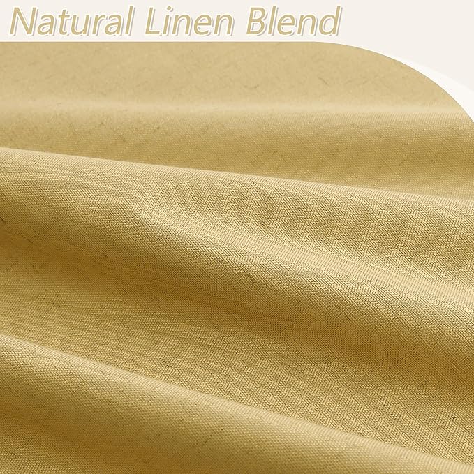 Guken 100% Blackout Curtains 102 Inch Length 2 Panels Set for Living Room Bedroom Back Tab Thermal Insulated Black Out Linen Drapes Room Darkening Window Curtains Gold 52x102