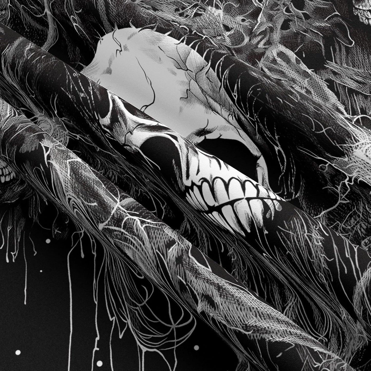 Tapzen Gothic Black and White Wall Tapestry - Dark Skeleton Horror Design - Aesthetic Cool for Bedroom or Living Room (60 x 40 inches)