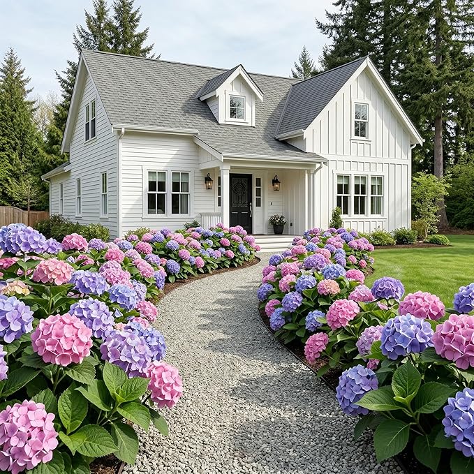 Ivydale Artificial Flowers for Outdoors, 4 PCS Purple Fuchsia Fake Silk Hydrangea Flower Stems for Bouquets UV Resistant Realistic Faux Plants Home Outdoor Wedding Party Centerpieces Decor