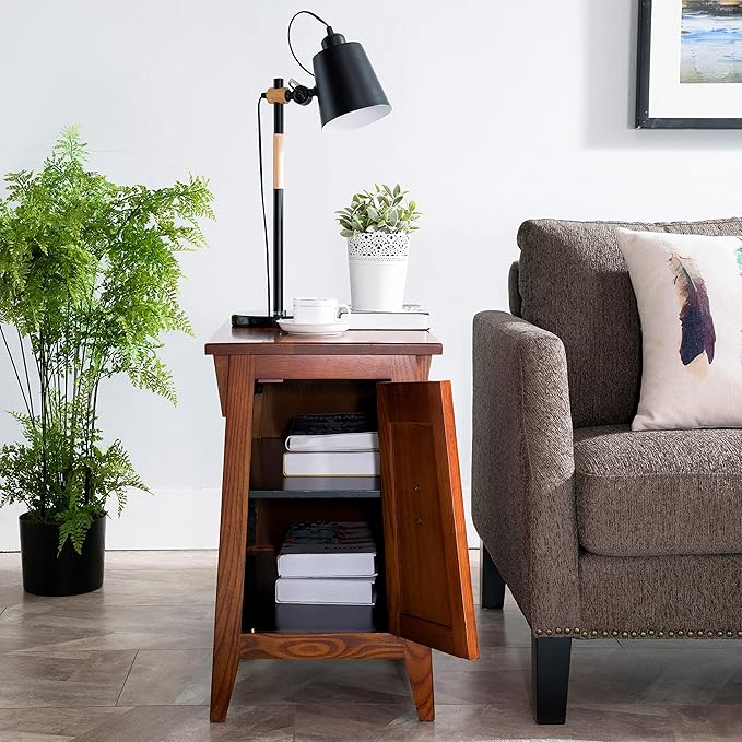 Leick Home 10032-RS Mission Cabinet End Table, Made with Solid Wood, Side Table for Living Room, Bedroom and Printer Stand, Russet Finish