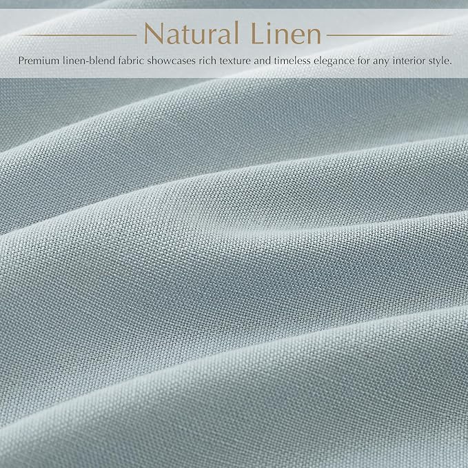 Textured Linen Triple Pinch Pleat Curtains Dusty Blue 40W x 72L Classic Light Filtering Semi Sheer Drapes with Clips Hooks for Balcony Small Living Room Boho Casual Home Decor 2 Panels