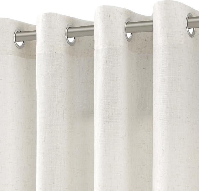 Nanspring Neutral Linen Curtains 102 Inches Long Extra Long for Living Room Grommet Sunlight Filtering Minimalist Room Curtain Privacy Aesthetic Modern Elegant Boho 2 Panel Sheer Window Drapes 52x102