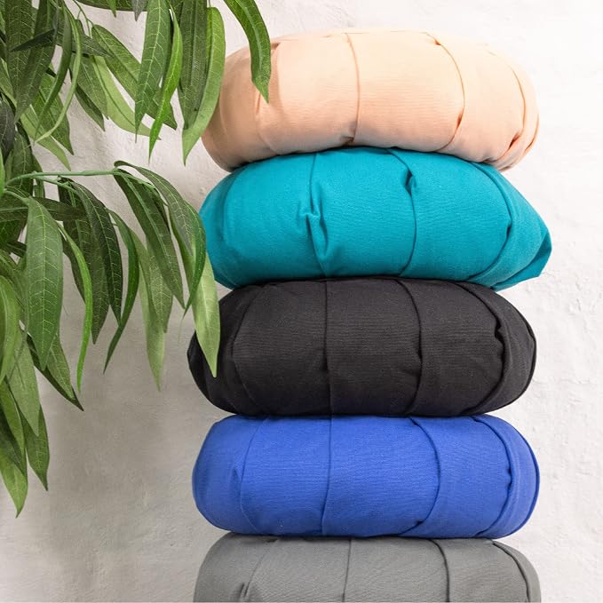 Myga Zafu Yoga Meditation Cushion with Washable Cover - Floor Cushion Pillow with Natural Buckwheat Filling - Soft Round Cotton Design for Meditating or Pranayama Exercises