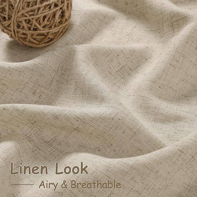 Nanspring Taupe Burlywood Curtains 72 Inches Long for Living Room Burlap Linen Textured Light Filtering Semi Sheer Curtains Back Tab Privacy Country Farmhouse Curtain for Bedroom 52x72, 2 Panels