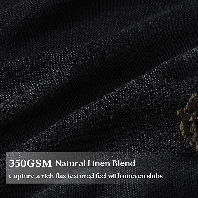Black Pinch Pleated Semi Sheer Linen Curtains 96 Inch Long for Living Room | Light-Filtering Privacy, Dining Room Bedroom Office, Faux Textured, Memory Shape Hook Rings, Luxury, Room Divider, Drapes