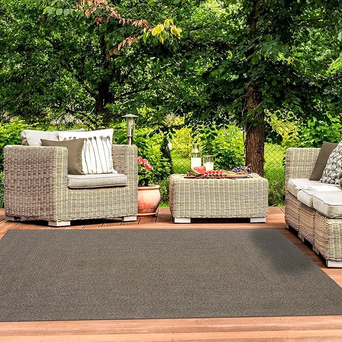 Superior Indoor/ Outdoor Large Area Rug, Reversible Braided Home Floor Decor for Living Room, Kitchen, Entryway, Patio, Front Porch, Deck, Modern, Boho, Farmhouse Style, 5' x 8', Latte