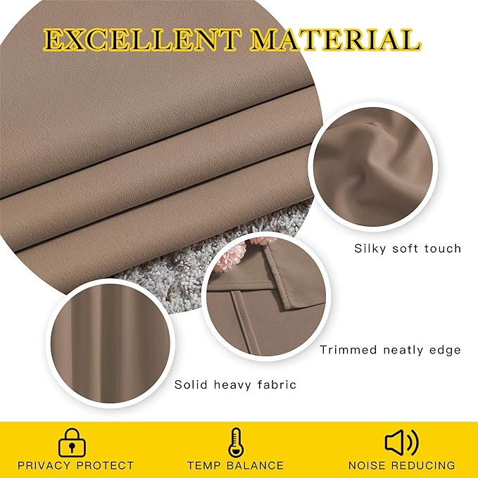 NICETOWN Cappuccino Blackout Bedroom Curtains 96 inches Long, Grommet Thermal Insulated Room Darkening Window Treatments Sound Reducing for Living Room, W46 x L96, 2 Panels