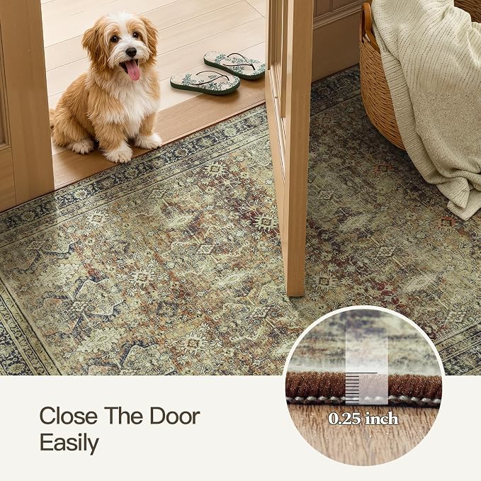 Lofus 4x6 Area Rug for Entryway,Brown Non Slip Area Rugs for Kitchen, Washablee Soft Rugs for Bedroom, Living Room, Tool Room Nursery Room