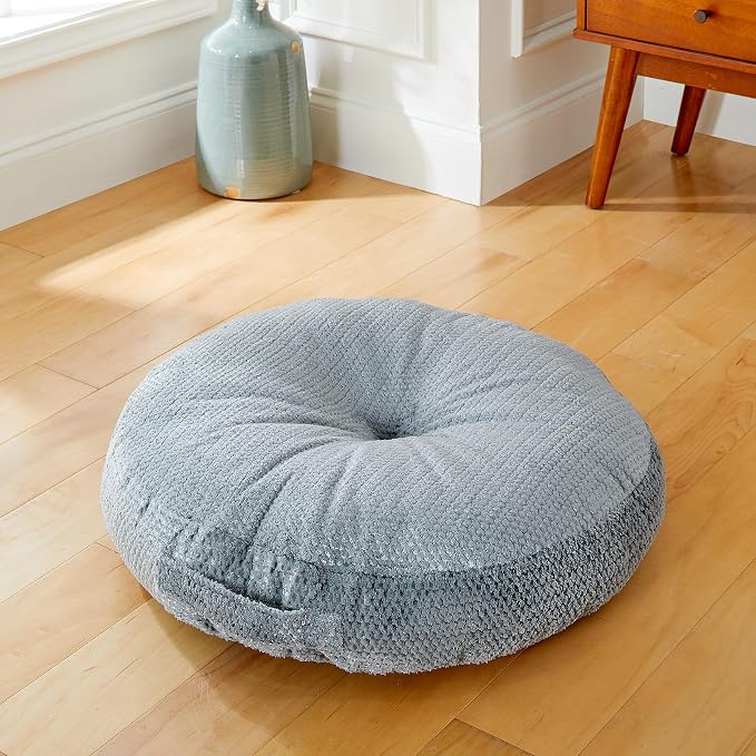 Sorra Home Tufted Floor Pillow with Handle - Round Plush Oversized Pillow for Lounging - Bedroom, Dorm & Indoor Floor Cushion - Sutherland Monument (24" x 24" x 5")
