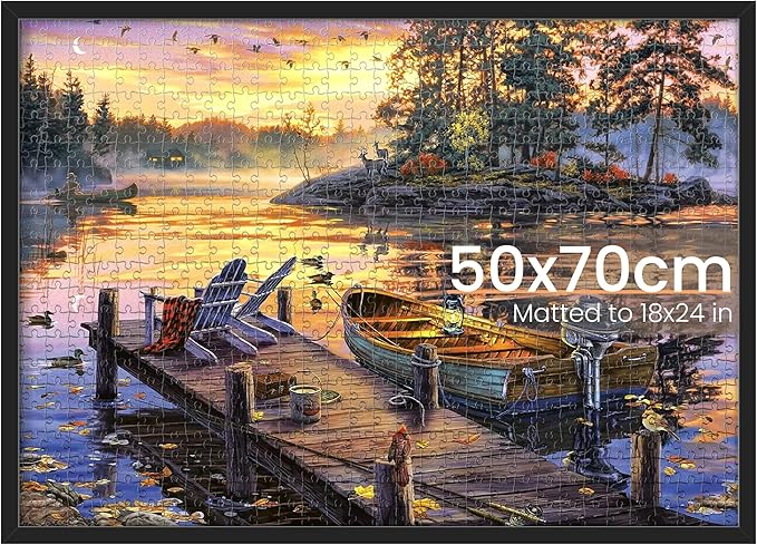 upsimples 19.7x27.6 Puzzle Frame, Display 18x24in with Mat or 50x70cm Without, Wall Hanging 1000 Pieces Puzzles Frames, Black, 1 Pack