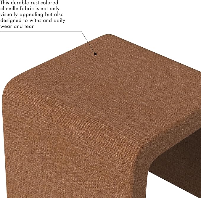 HomePop Modern Arch Chenille Ottoman|Homepop Home Décor|Ottoman for Living Room & Bedroom - Orange Rust