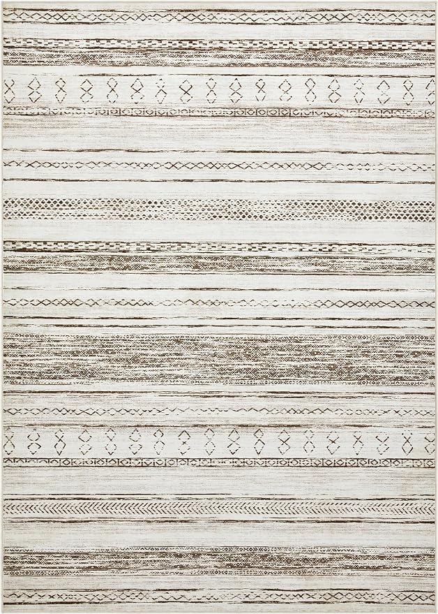 Tortania Area Rug Living Room Rugs - 11x14 Washable Large Soft Neutral Boho Moroccan Bohemian Farmhouse Rug Indoor Floor Carpet for Bedroom Under Dining Table Home Office Decor - Cream Brown