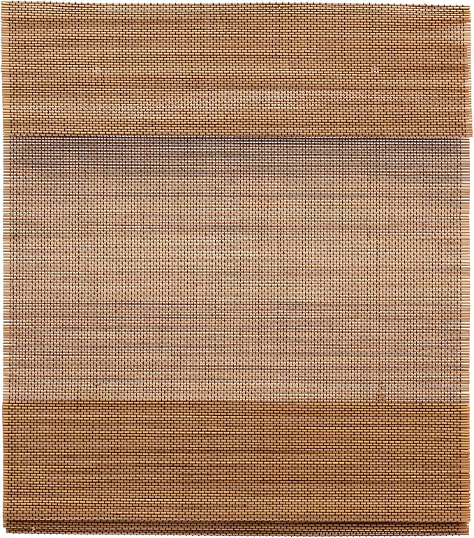 Cordless Bamboo Roman Window Blind Sun Shade, Light Filtering Shades with 8-Inch Valence - Natural Woven Bamboo (W47 x L72)