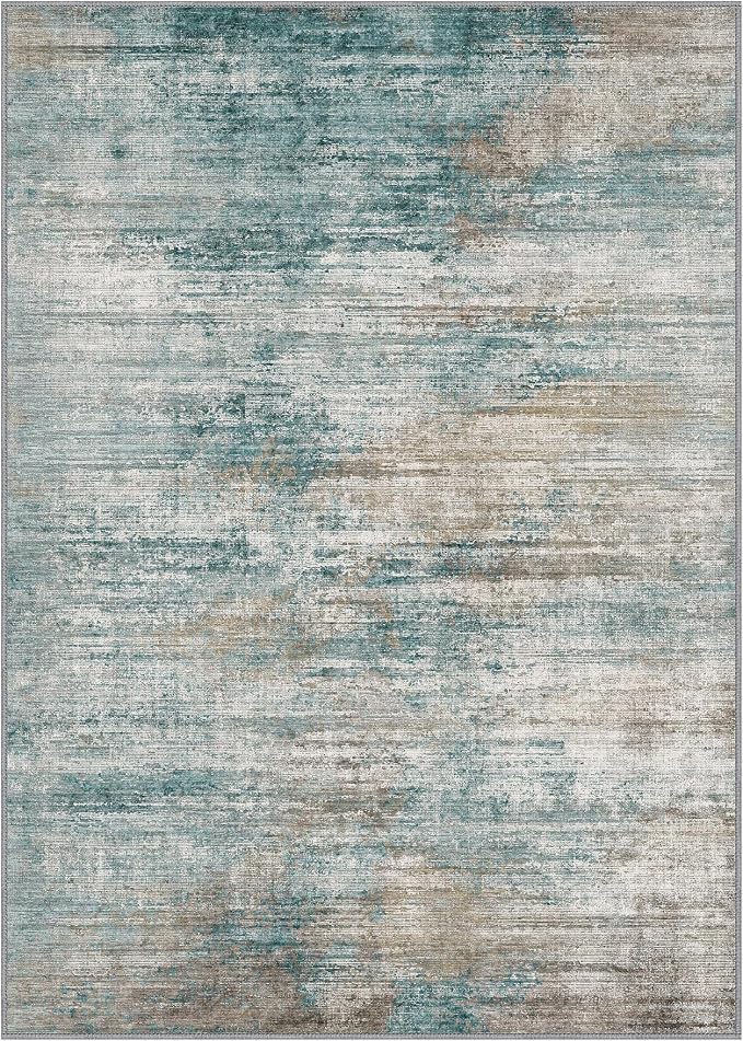 BEIMO Area Rugs 3x5 for Living Room Bedroom, Modern Abstract Machine Washable Rug, Soft Low Pile Indoor Floor Carpet with Non Slip Backing for Entryway, Teal