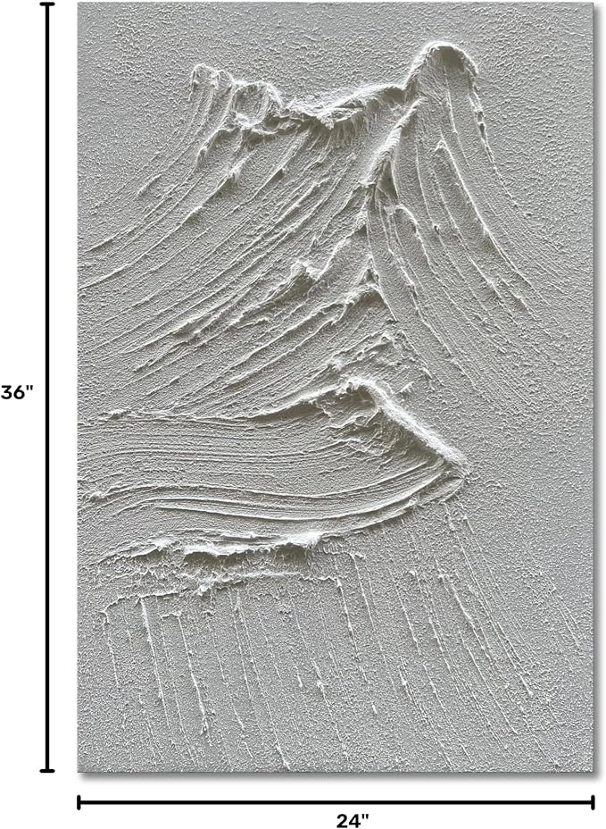 Hand-Painted Canvas Wall Art White Texture Abstract Oil Painting Minimalist Art Painting Bedroom Dining Room Living Room Office Wall Decoration 36x24 inches