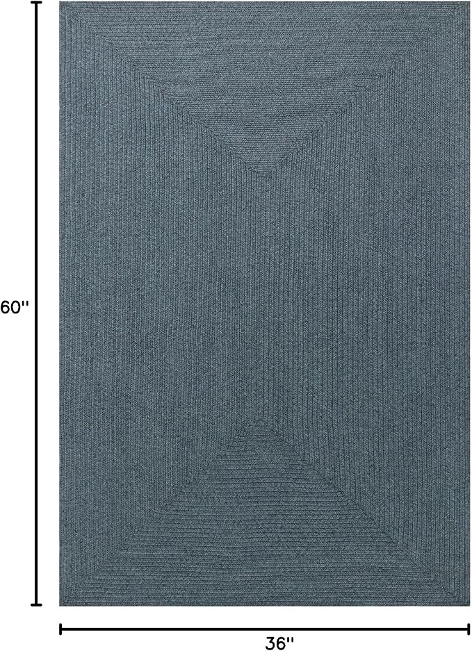 Superior Indoor/ Outdoor Large Area Rug, Reversible Braided Home Floor Decor for Living Room, Kitchen, Entryway, Patio, Front Porch, Deck, Modern, Boho, Farmhouse Style, 3' x 5', Lagoon Breeze