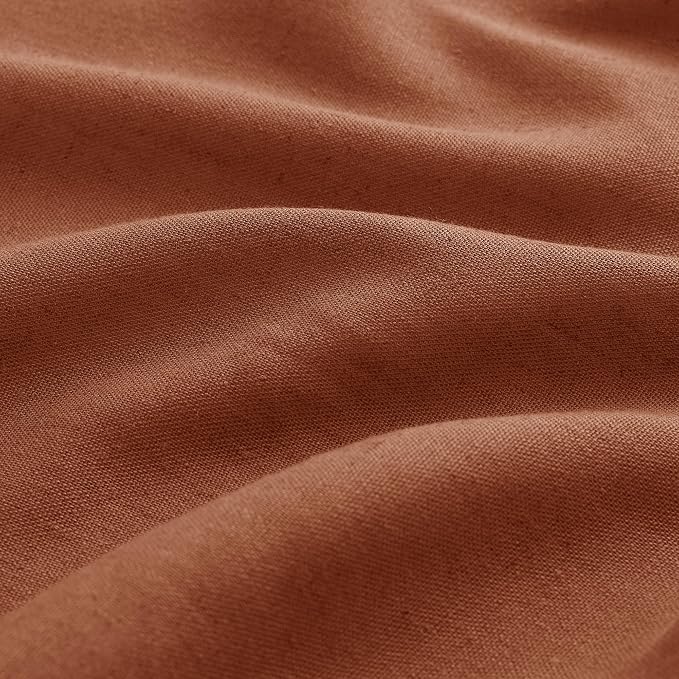 Terracotta Pinch Pleated Linen Curtains 102 Inches Long 2 Panels for Living Room Bedroom Country Boho Farmhouse Back Tab Privacy Light Filtering Semi Sheer Pleated Drapes with Hooks Rings 40x102