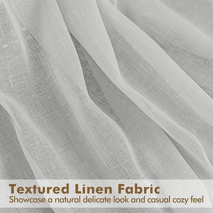 HolidayIdeas Outdoor Curtains for Patio-4 Panels Grey Linen Semi Sheer Curtains for Patio Waterproof, Privacy Sun Light Indoor Outside Drapes for Gazebo, Pergola, Balcony, Pool, Backyard 54x95 Inch