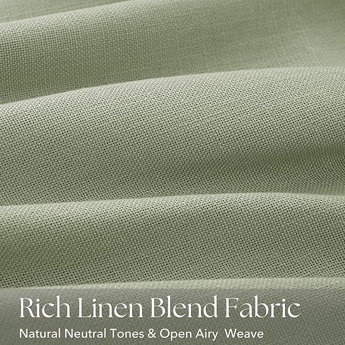 Sage Green Pinch Pleated Curtains 84 inch Long for Living Room 2 Panel Set Back Tab Light Fitering Semi Sheer Light Green Linen Curtain with Pleat Hooks Rustic Farmhouse Sage Drapes Ceiling Length 84"