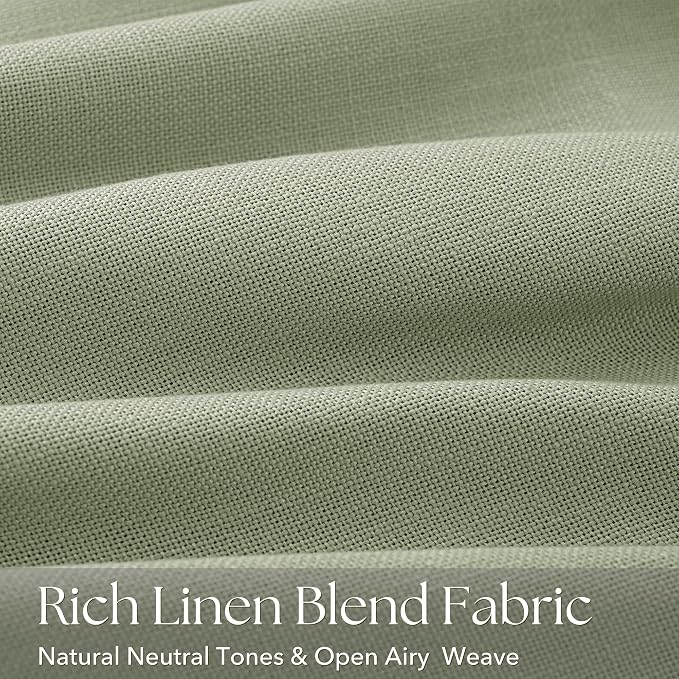 Sage Green Pinch Pleated Linen Curtains 72 Inch Length 2 Panels for Living Room Bedroom Textured Semi Sheer Drapes Pinch Pleat Rings Window Curtain 40x72