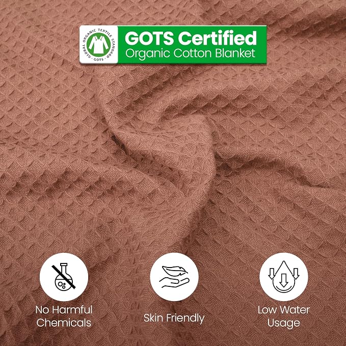 100% Long Staple Cotton Waffle Multipurpose Blanket | Soft & Breathable, Lightweight All-Season Throw for Bed/Couch/Sofa | Machine Washable | (Waffle-Coffee, Twin)