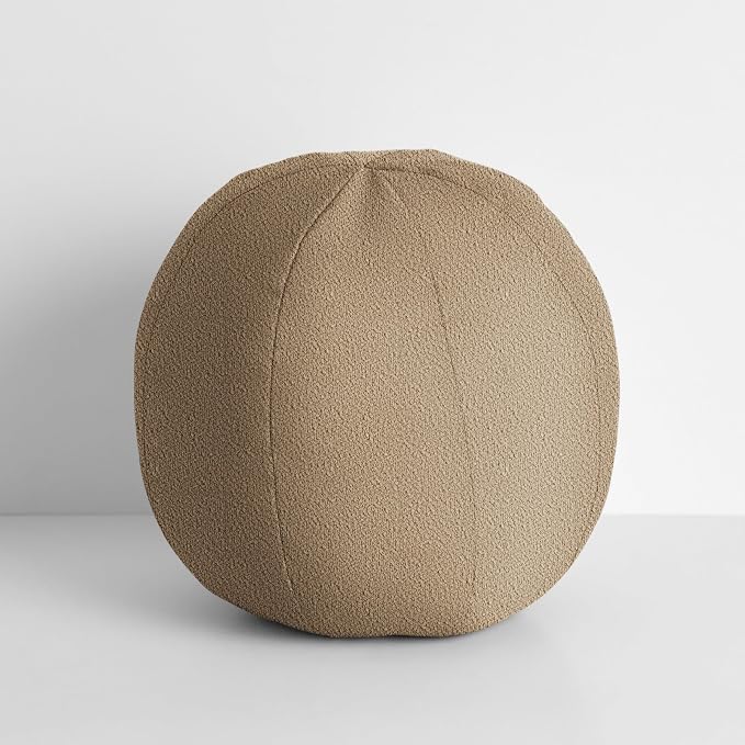 Sorra Home Harborside Outdoor Knife Edge Ball Single Pillow, 12 in W x 12 in H x 12 in D, Tan