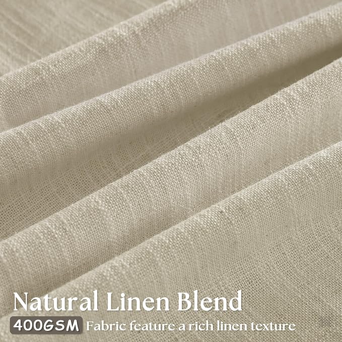 TWODRAPES Pinch Pleated Extra Wide Curtain Panels 90 Inches Long 70 Wide Linen Curtain for Patio Sliding Glass Door Beige Hooks Rings Semi Sheer Privacy 90 Inch Length for Living Room 70x90 1 Panel