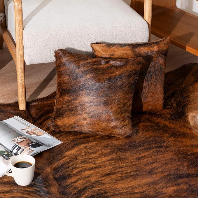 ecowhides 100% Genuine Brazilian Cowhide Pillow Cover – Luxury Leather Decorative Cushion for Rustic & Western Home Décor