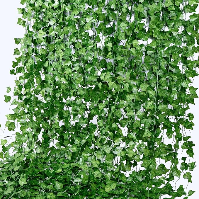 100 Pack 750 Feet Fake Vines for Room Decor Artificial lvy Greenery Garland Vine Leaves, Leaf Plants Flowers Foliage for Bedroom,Garden Wall. Decor Indoor Outdoor