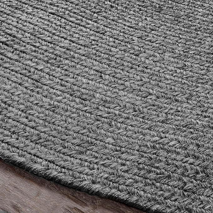 Superior Indoor Outdoor Area Rug, Handwoven Reversible Braided Home Decor for Living Room, Kitchen, Entryway, Patio, Front Porch, Deck, Modern, Boho, Farmhouse Style, 6' x 9', Charcoal