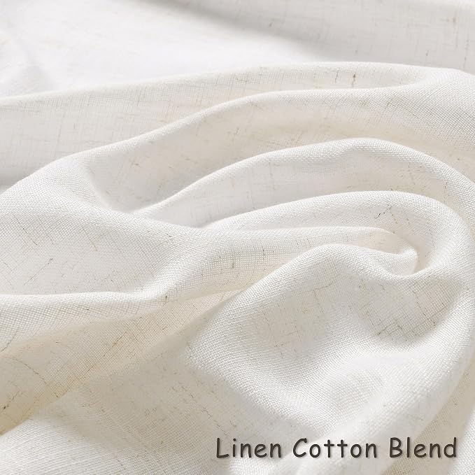 Aersas Ivory Linen Curtains 78 Inches Long 2 Panels Set for Living Dining Room Grommet Semi Sheer Soft Linen Drapes Boho Farmhouse Cream Birch 78 Inch Length Curtains for Bedroom Window Cabin 52x78