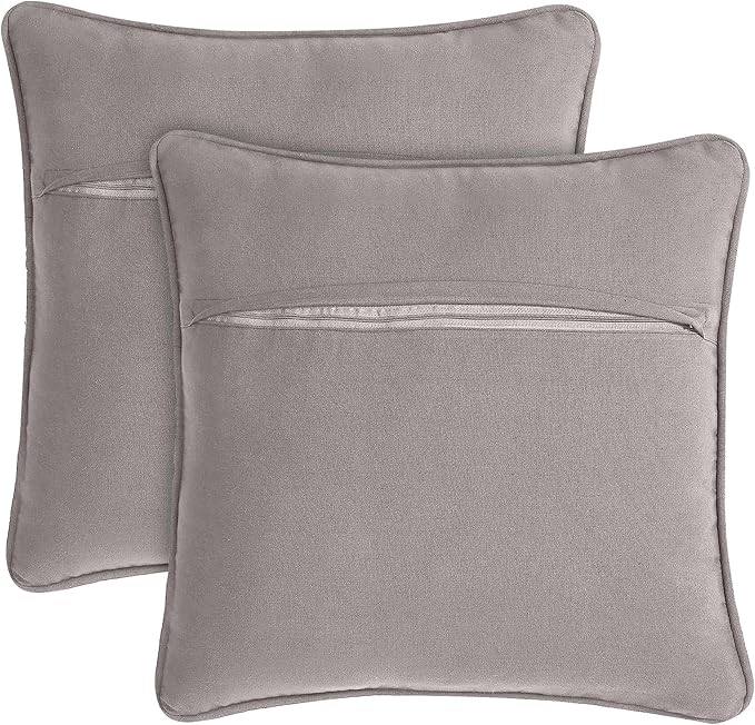 Boho Living Jada Decorative Throw, Includes Accent, Premium Woven Design, Living Room Décor, (2) 20" x 20" Pillow Cover with Insert, Grey
