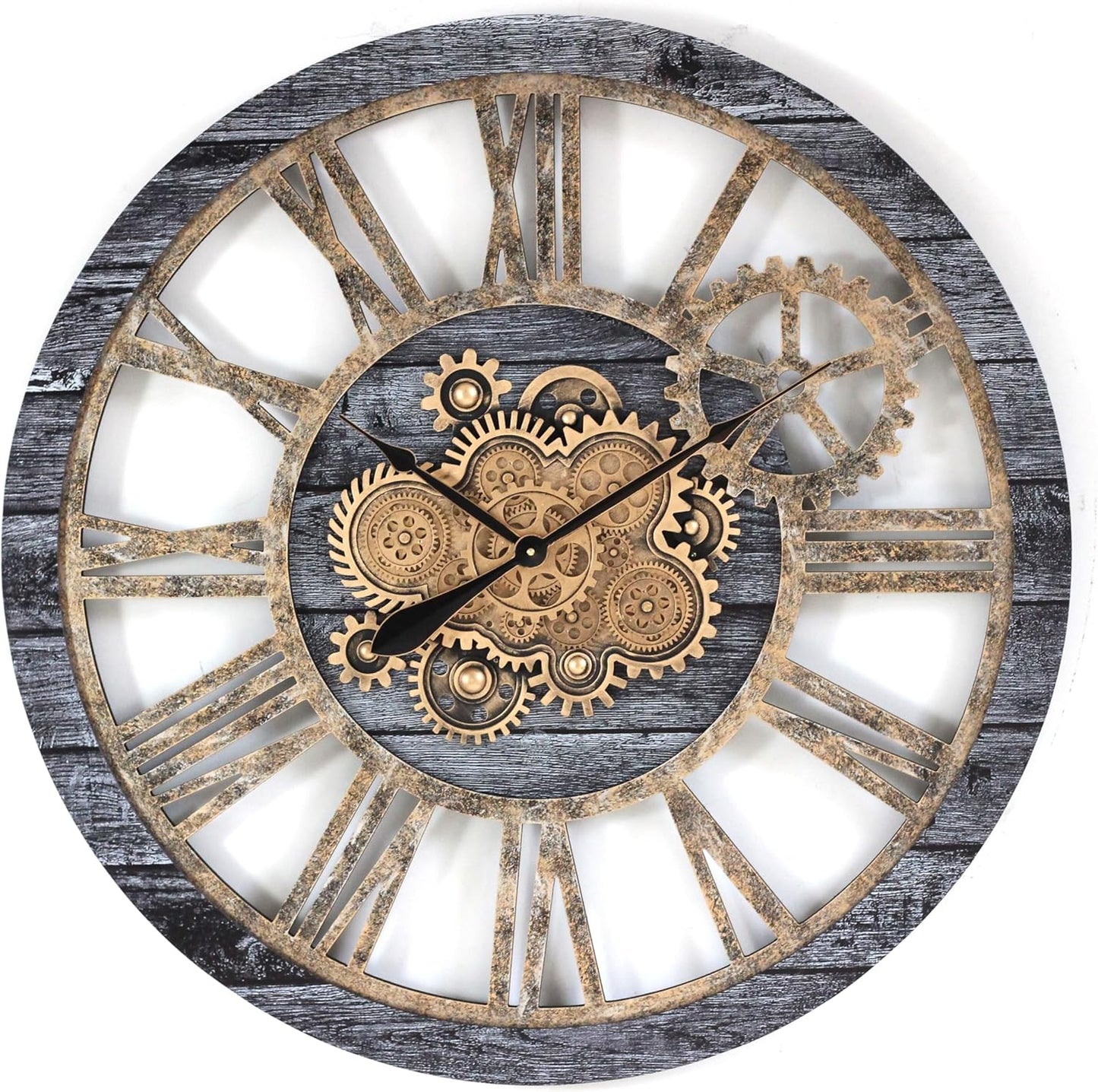 The Gears Clock 36'' Inch Real Moving Gear Wall Clock Vintage Industrial Oversized Rustic Farmhouse (Vintage Carbon Grey and Bronze)