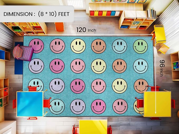 OLEEK Large Classroom Rug Elementary 8x10 - (Washable) Classroom Rugs for Kids Room - Classroom Carpet Elementary - Kids playroom Rug 8 x 10 - Preschool Rugs for Classroom - Schoolgirl Classroom Decor