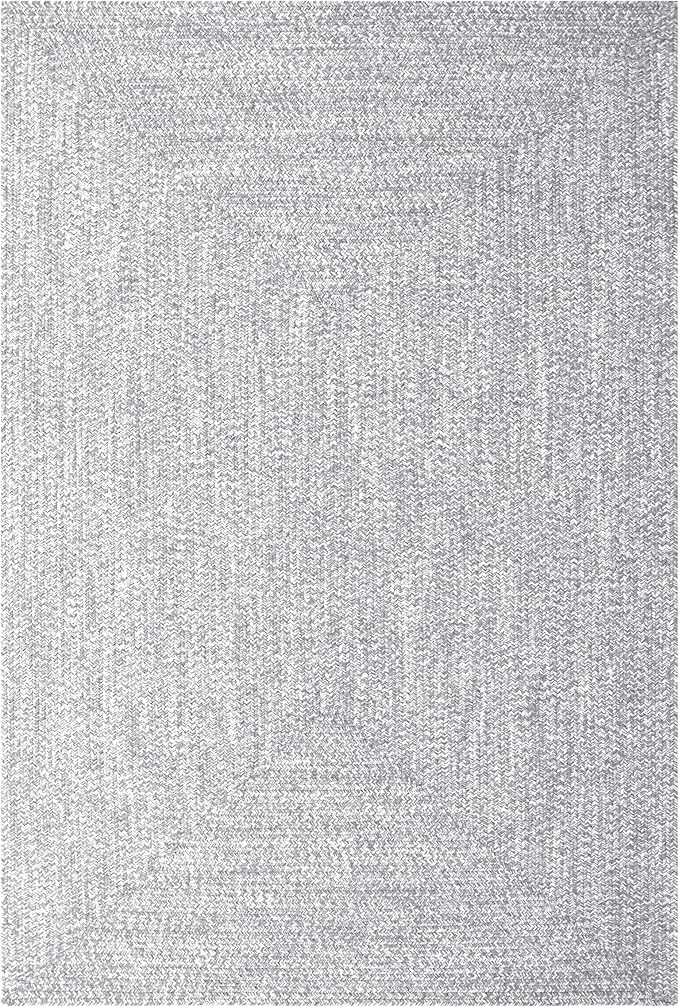 Superior Large Indoor/Outdoor Area Rug, Multi-Tone Reversible Braided Floor Decor for Patio, Front Porch, Entryway, Living Room, Office, Nursery, Artistic Home, 6' x 9', Slate-White