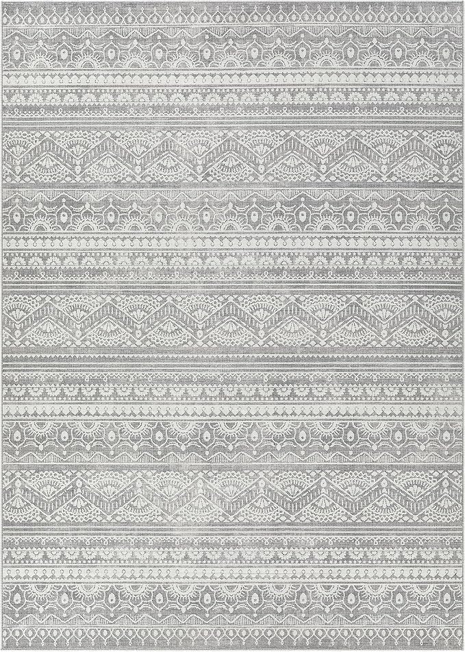 Tortania Area Rug Living Room Rugs - 5x8 Washable Large Soft Neutral Boho Moroccan Bohemian Farmhouse Rug Indoor Floor Carpet for Bedroom Under Dining Table Home Office Decor - Neutral Grey