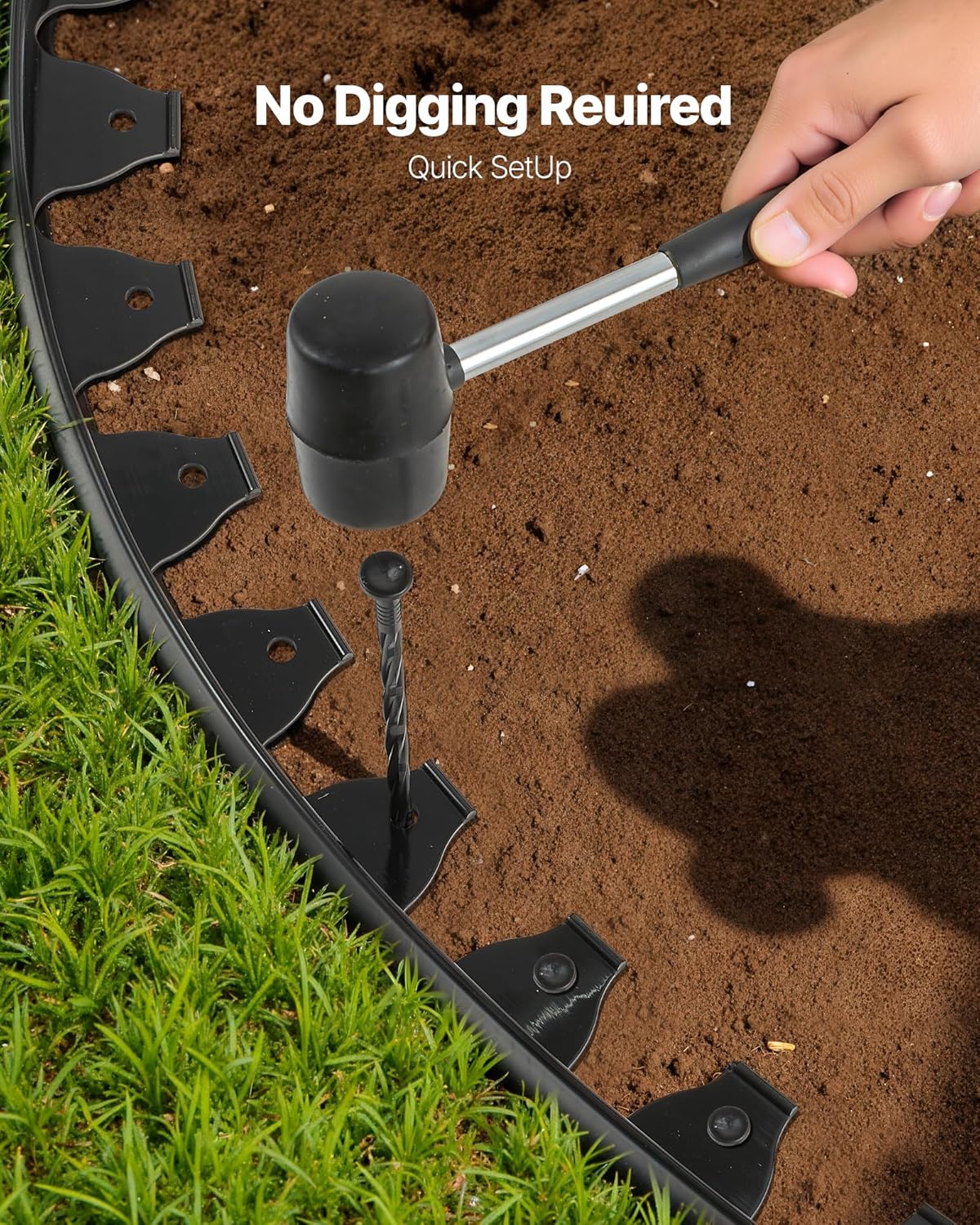 VEVOR Landscape Edging Border, 10Pcs 6 ft x 1.6 in Plastic Garden Edging with 60 Spikes, Sun-Resistant Flowerbed Borders, DIY Layout, No Dig Garden Edger Border Divider for Lawn Edgings for Yard