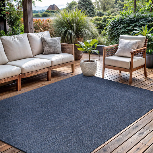 CAMILSON Outdoor Rug 6x9 Modern Area Rugs for Indoor and Outdoor Patios and Porches - Waterproof, Washable, Non-Shedding, Easy-to-Clean Outside Carpet (6 x 9, Solid - Navy Blue)